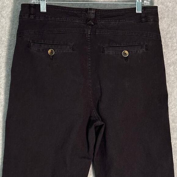 Anthropologie Sz 10 Embroidered Side Stripe Black Straight Leg Pants Aztek Boho - Picture 12 of 14